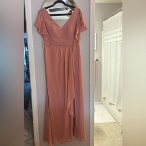 David Bridal Flitter Sleeve Dress with Cascade